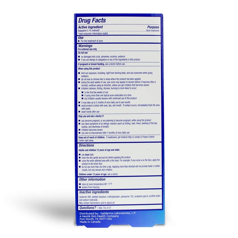 differin جيل ديفيرين أدابالين بقوة وصفة طبية 0.1% لعلاج حب الشباب (حتى 90 يوم من الإمداد)، 45 جرام - Image 3