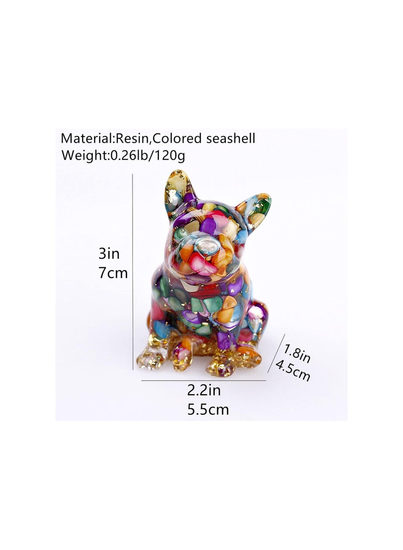 SOLARAE Natural Crystal Stone Dog Figurines, 2pcs Handcrafted Bulldog Epoxy Resin Figurines, Collectibles of Colorful Crystal Bulldog Ornaments, 3'' Gifts And Desktop Decoration for Interior Space and Reiki - Image 5