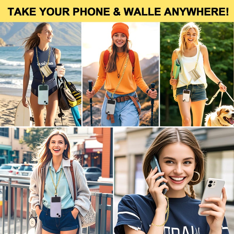 XANGNIER Clip and Go Strap for Phone with Wallet Crossbody, Phone Strap with Zippered Wallet, Adjustable Anti Theft Cellphone Lanyard for Women, Cellphone Chain Accessories,Chain Gold - Image 4