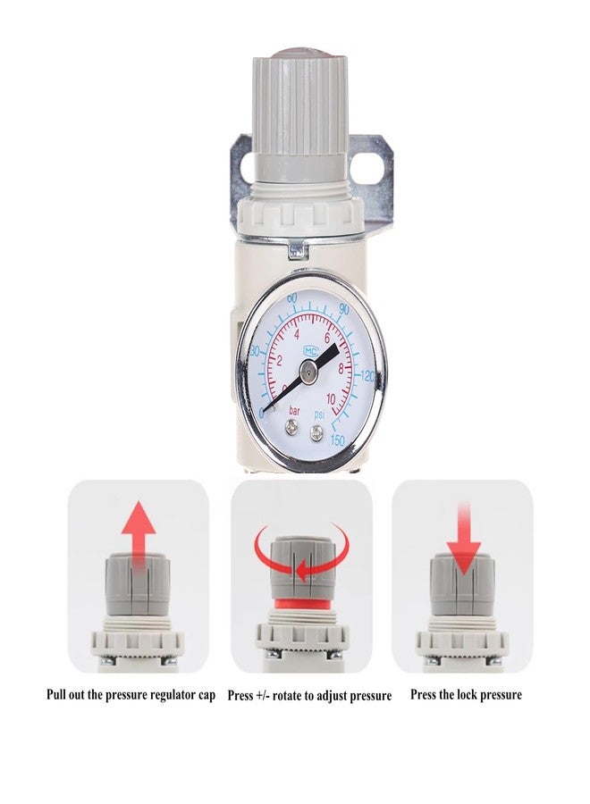 Asabocai 1/4"NPT Air Filter Regulator Combo Piggyback, Water-Trap Air Tool Compressor Filter with Gauge AFR2000 - Image 5
