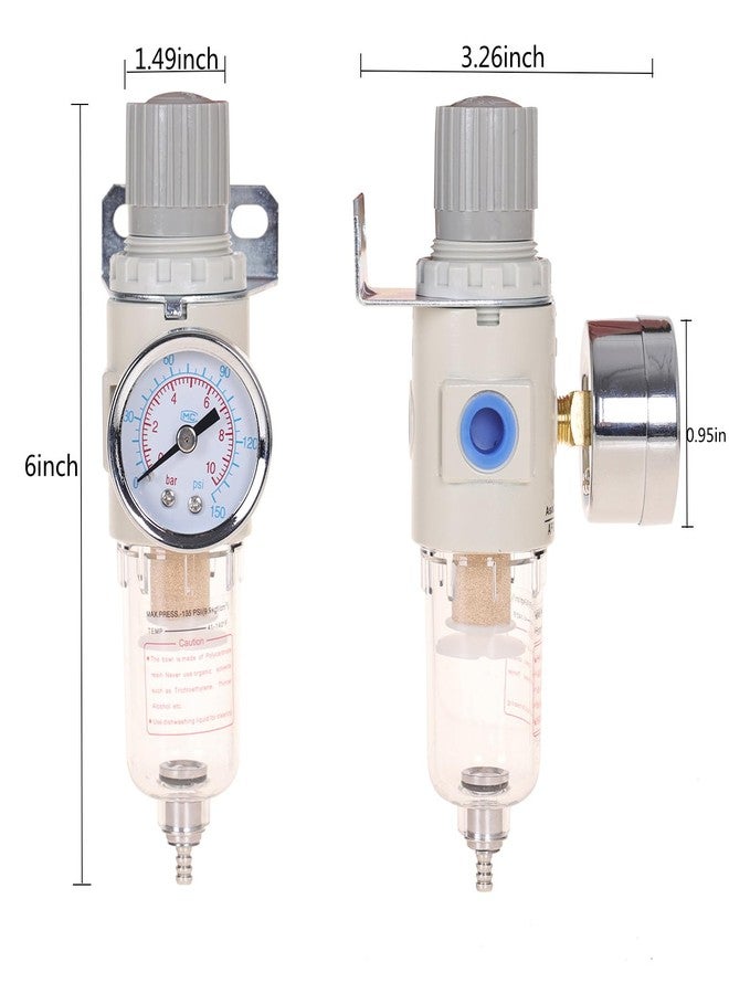 Asabocai 1/4"NPT Air Filter Regulator Combo Piggyback, Water-Trap Air Tool Compressor Filter with Gauge AFR2000 - Image 3