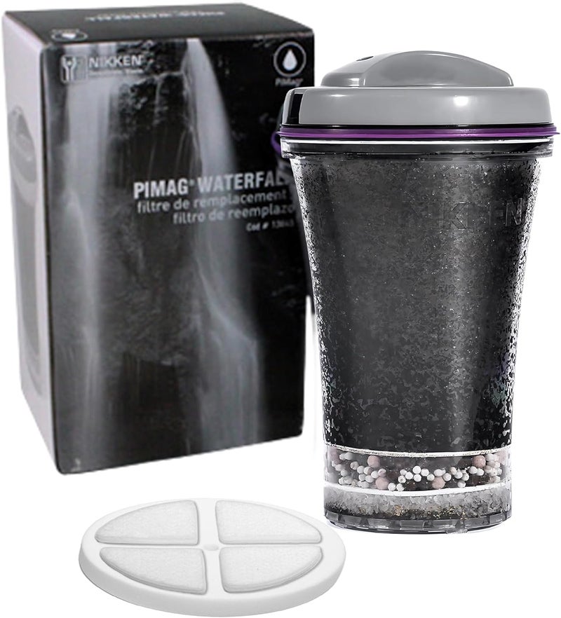 Nikken - PiMag Waterfall Filter Cartridge - Advanced Ionic Filtration, Copper Particles, Chlorine & Lead Reduction, pH Balance, Fresh Drinking Water - Image 1
