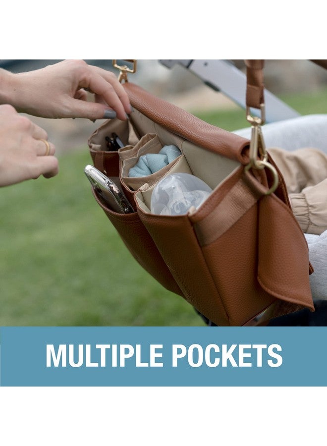 Clevermade CleverMade Crossbody Diaper Bag Tote and Baby Bottle Hip Pack - Stroller Organizer with Adjustable Strap and Multiple Storage Pockets for Diapers, Wipes, Burp Cloths, and Other Essentials - Brown - Image 3