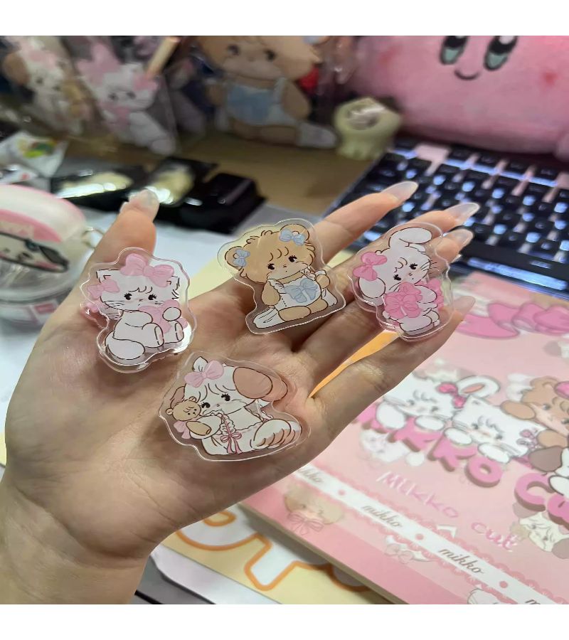 4 Acrylic Double Sided PP Clips Cat Ear Pink For Office School Home Organizing - Image 1
