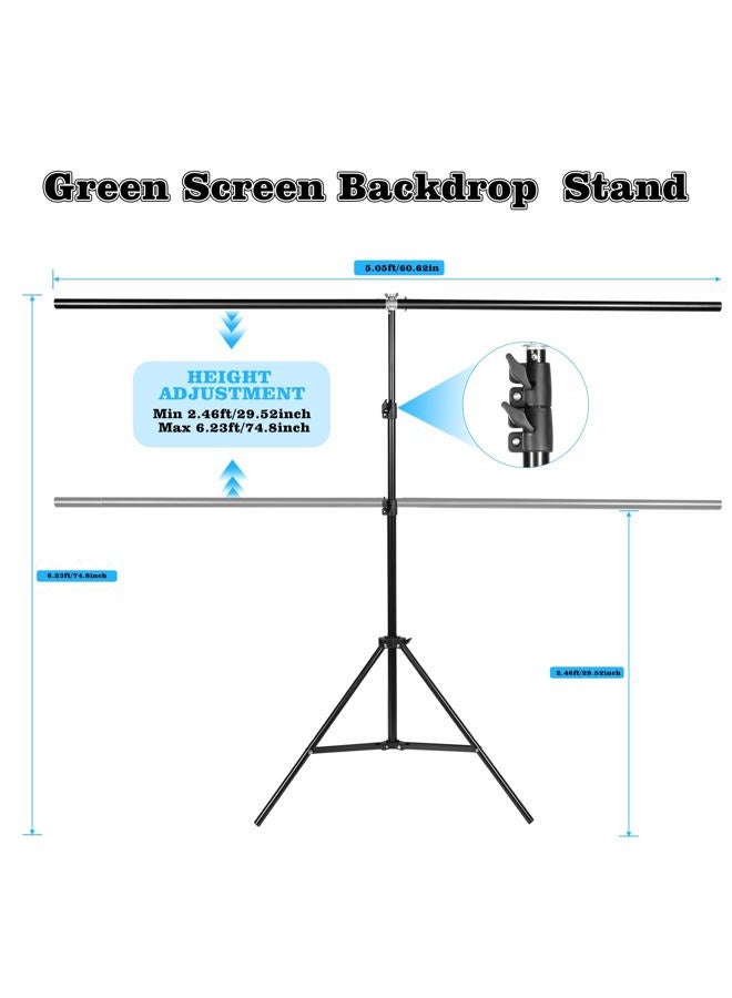 MJDYTYT Green Screen Backdrop Kit with Stand - 6.5x5 Ft Portable Green Screen & Adjustable Backdrop Stand for Streaming, Photography, Gaming, Zoom (Includes 4 Clips & Carrying Case) - Image 2