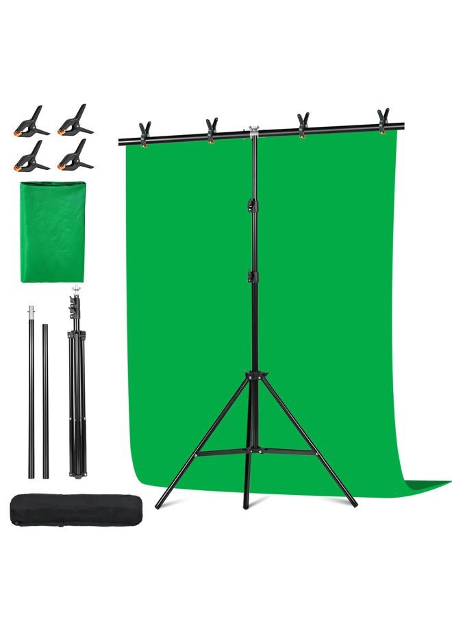 MJDYTYT Green Screen Backdrop Kit with Stand - 6.5x5 Ft Portable Green Screen & Adjustable Backdrop Stand for Streaming, Photography, Gaming, Zoom (Includes 4 Clips & Carrying Case) - Image 1