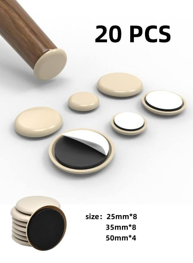 20 قطعة من أغطية الأثاث ذاتية اللصق، منزلقات أرجل الكرسي المستديرة مع أغطية واقية سهلة الحركة لأثاث المنزل - Image 1