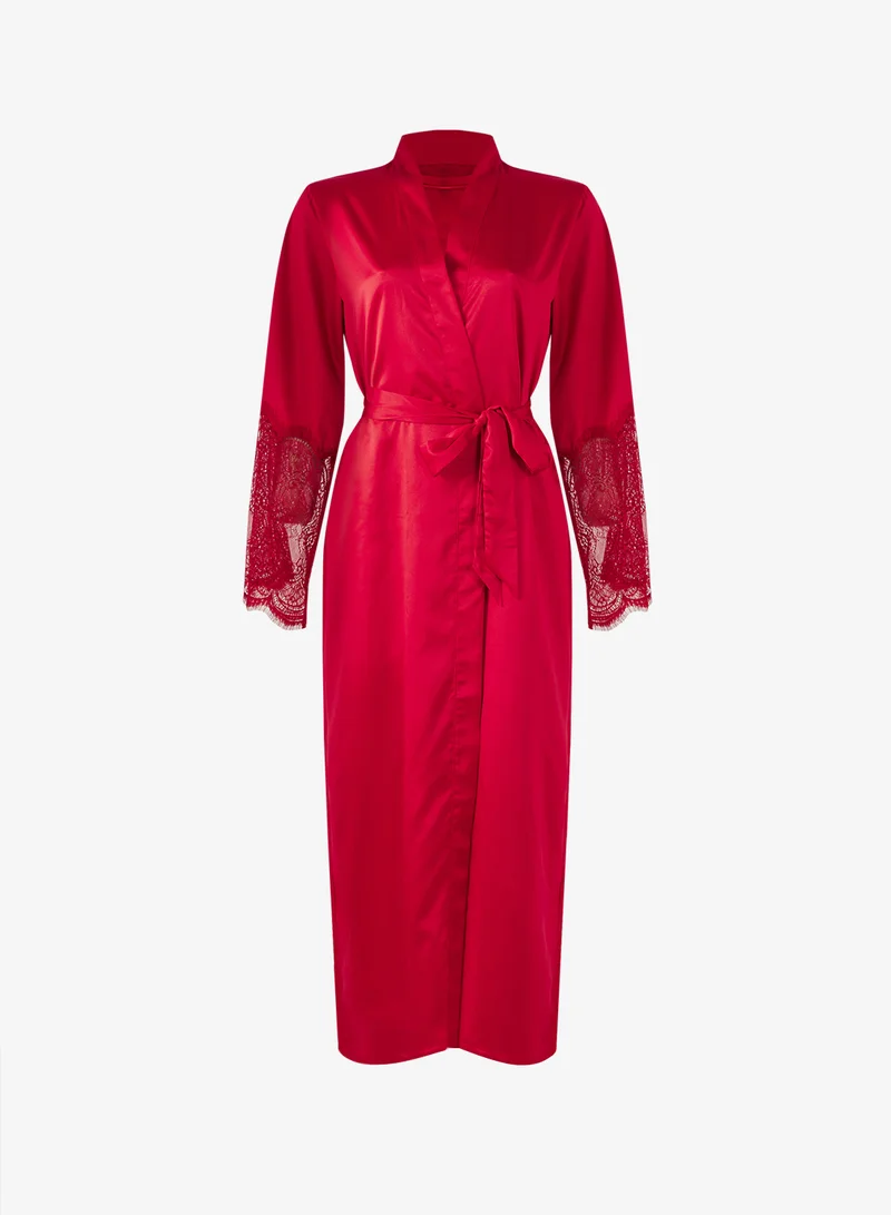 hunkemoller satin lace detailed kimono