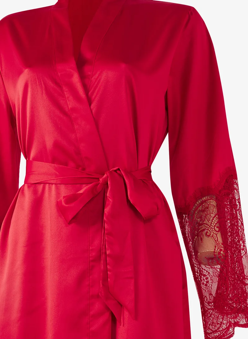hunkemoller  satin lace detailed kimono for Women | Best Price UAE