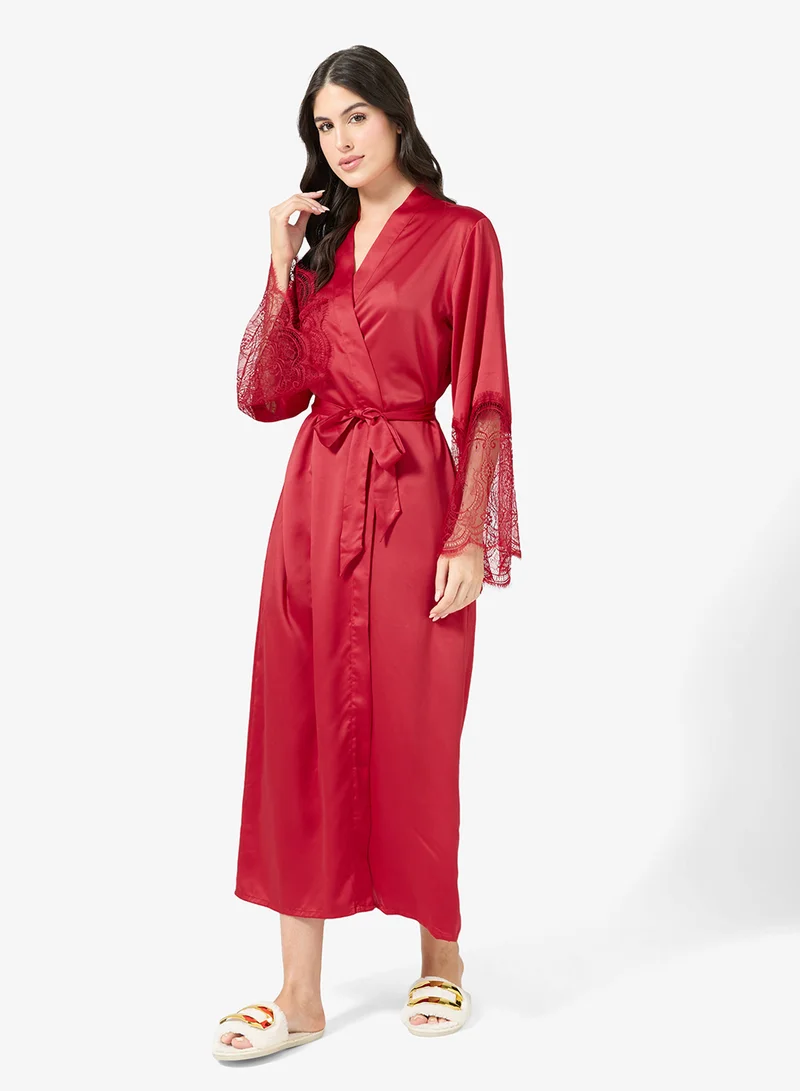 hunkemoller  satin lace detailed kimono for Women | Best Price UAE