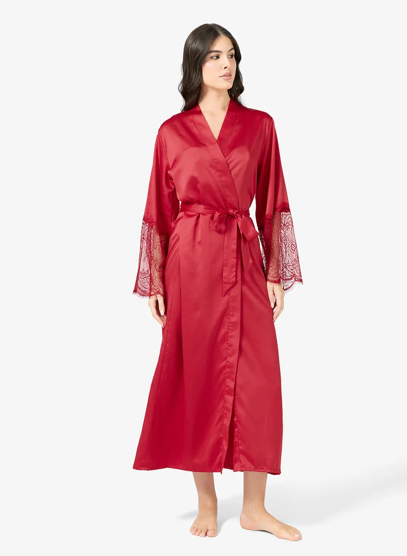 hunkemoller  satin lace detailed kimono for Women | Best Price UAE
