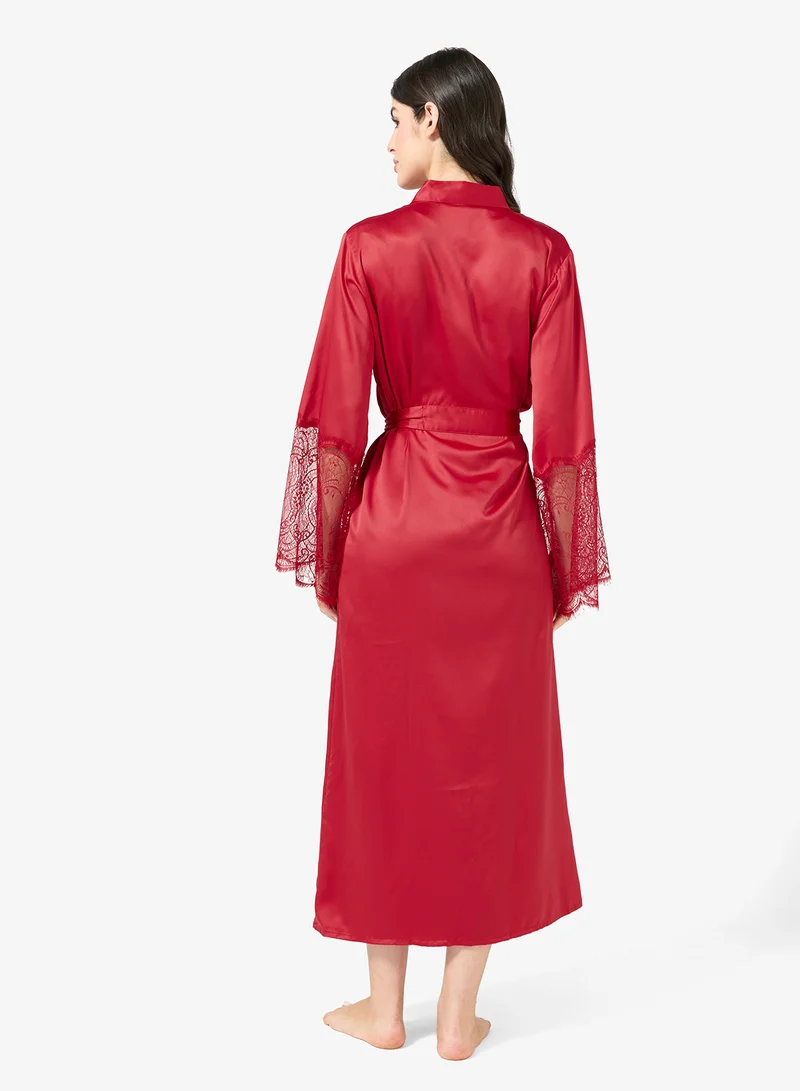 hunkemoller  satin lace detailed kimono for Women | Best Price UAE