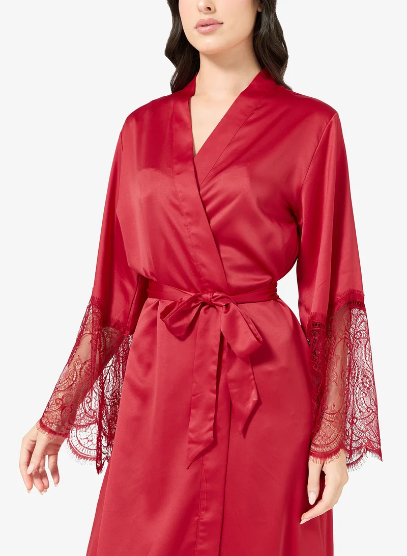 hunkemoller  satin lace detailed kimono for Women | Best Price UAE