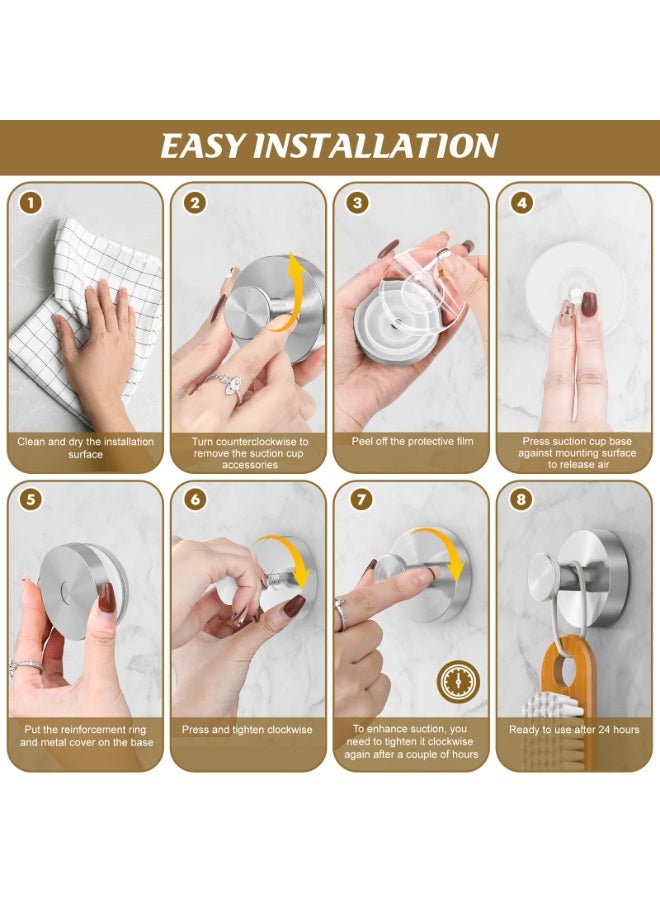 Suction Cup Hooks for Glass Window,Removable Shower Hooks for Inside Shower,Metal Towel Hooks for Bathrooms,4 Pack - Image 5