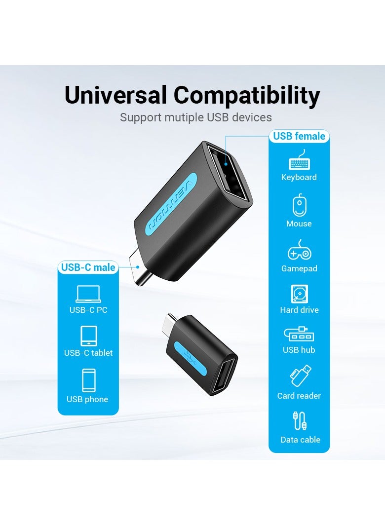 Vention USB-C Male to USB 2.0 Female OTG Adapter Black PVC Type - Image 3