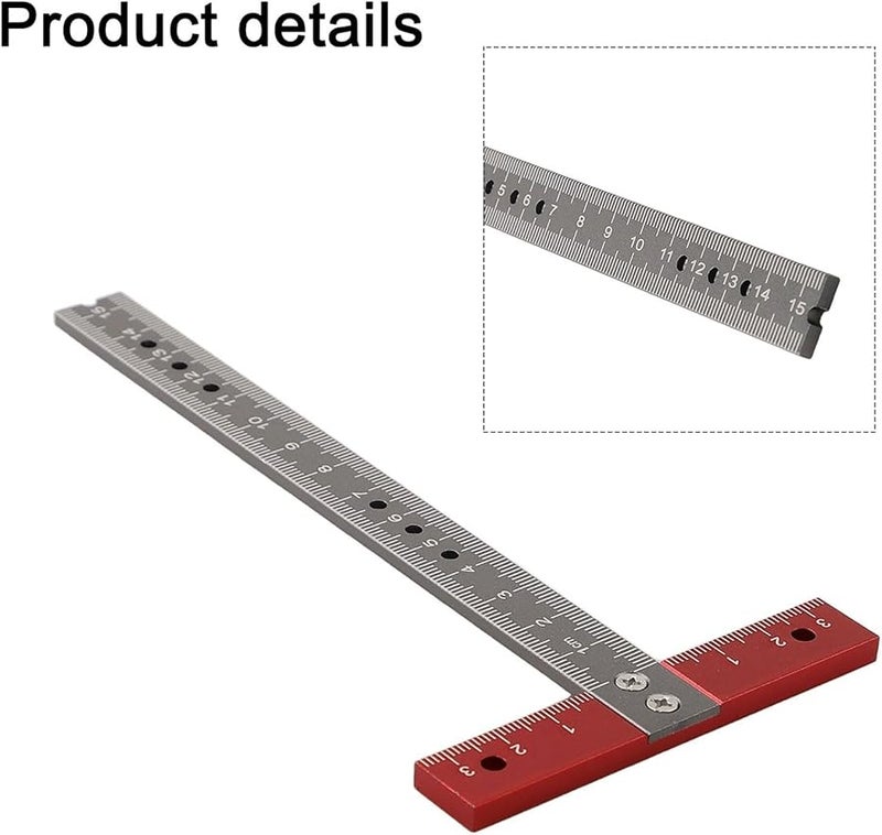 مسطرة مربعة من سبائك الألومنيوم على شكل حرف T 6 بوصة 90 درجة أداة قياس للنجارة DIY - Image 4