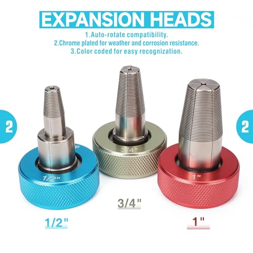 IWISS iCrimp Ratcheting Pex Expansion Tool Kit Auto Rotation PEX-a Tubing Expander, with 1/2'', 3/4'', 1'' ProPEX Expansion Heads and PEX Tubing Cutter - Image 3