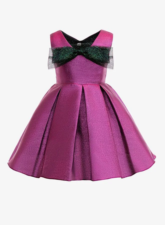تايك تو Girls Pink Sleeveless Dress with Bow Detail