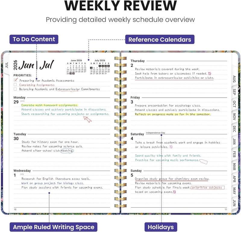 ZOTIA Planner 2026-2027, Monthly and Weekly Academic Planner July 2026 - June 2027, Hardcover Student Teacher Planning Agenda Calendar Book with Tabs, Perfect for Office School Supplies, A5 (6.3" x 8.5 - Image 3