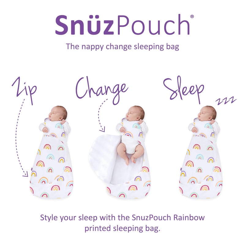 toddlekind Snuz Baby Sleeping Bag with Nappy Zip - For Easy Nappy Changes, Super Soft Cotton Sleeping Bags with Perfect Fit Poppers, Meets British Safety Standard, Rainbow, 1 Tog 0-6M - Image 2