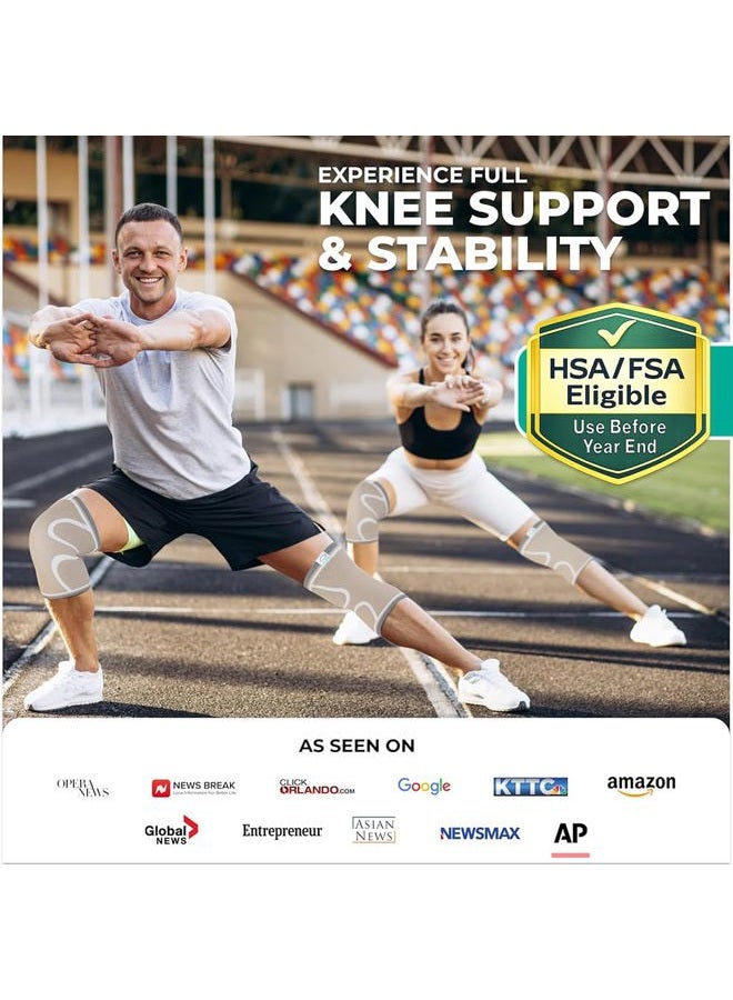 Modvel 2 Pack Knee Brace for Women & Men - Workout Knees Compression Sleeve for Knee Pain Relief Joint Support for ACL, Arthritis, Meniscus Tear Knees Brace for Sports, Rodilleras para Gym Fitness - Image 3