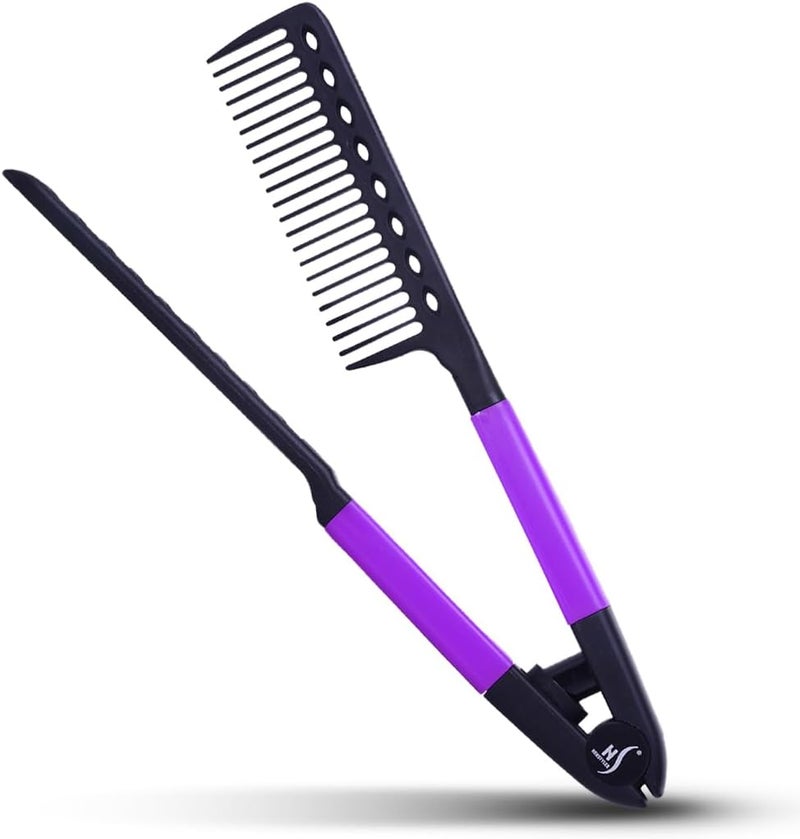 HerStyler Hair Straightening Comb - Straightener Comb for Flat Iron - Makes Styling Easy - Get Straight Hair in Minutes (Purple) - Image 1