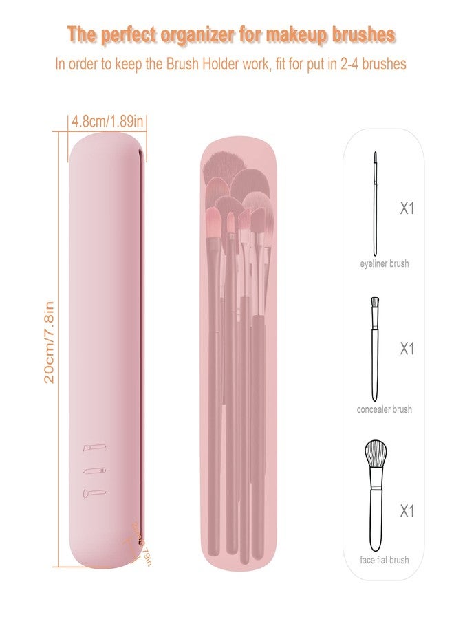 FERYES Travel Makeup Brush Holder, Silicon Trendy and Portable Cosmetic Face Brushes Holder, Soft and Sleek Makeup Tools Organizer for Travel-Pink - Image 4