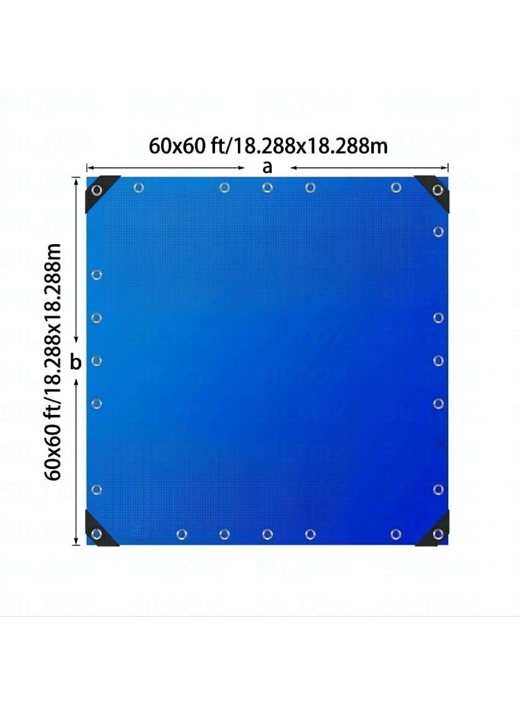 SILTOX Blue Tarpaulin Sheet 60×60 ft (18.3×18.3 m) Heavy Duty Waterproof Polyethylene Cover with Reinforced Edges & Eyelets, UV Resistant Tear Proof Multipurpose Tarp for Construction Sites, Outdoor Shelter, Camping, Truck Cover, Warehouse Storage & Industrial Protection Use - Image 4