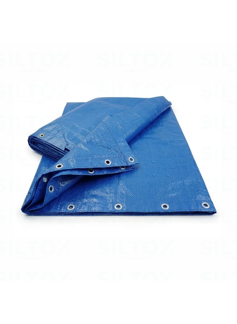 SILTOX Blue Tarpaulin Sheet 60×60 ft (18.3×18.3 m) Heavy Duty Waterproof Polyethylene Cover with Reinforced Edges & Eyelets, UV Resistant Tear Proof Multipurpose Tarp for Construction Sites, Outdoor Shelter, Camping, Truck Cover, Warehouse Storage & Industrial Protection Use - Image 3