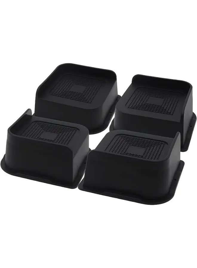 4 Inch Heavy Duty Bed Risers Set Of 4 Black Plastic Furniture Lifters 2500 Lb Capacity - Image 3