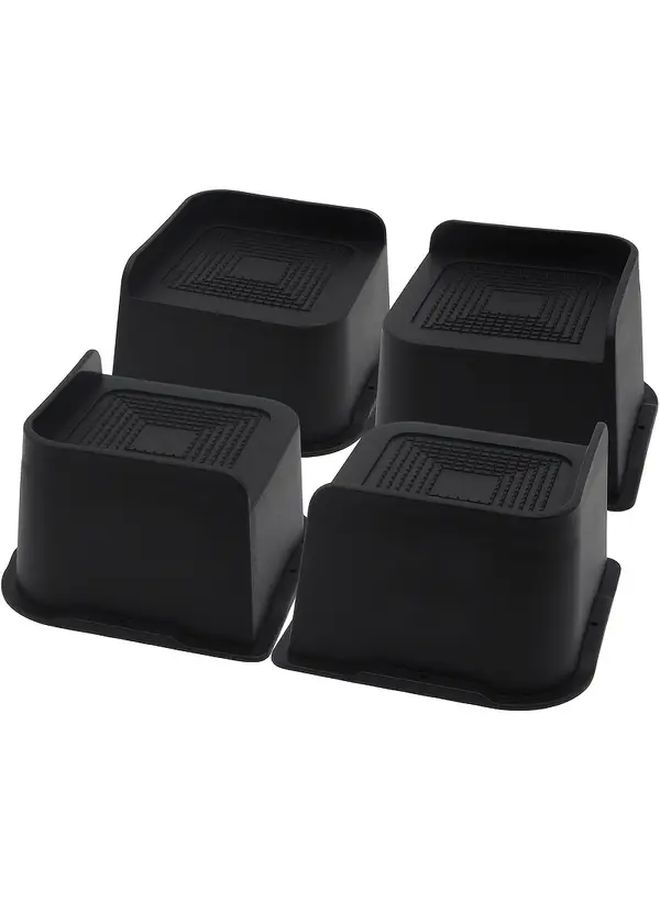 4 Inch Heavy Duty Bed Risers Set Of 4 Black Plastic Furniture Lifters 2500 Lb Capacity - Image 5