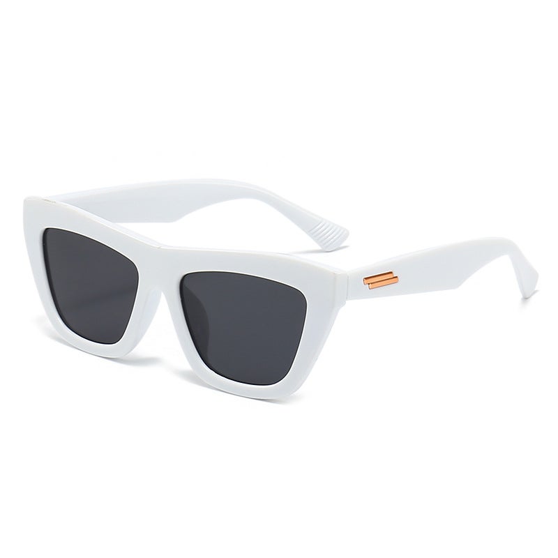 Generic Polygonal Sunglasses UV Protection 2024 Womens Fashion White frame Black gray sheet 