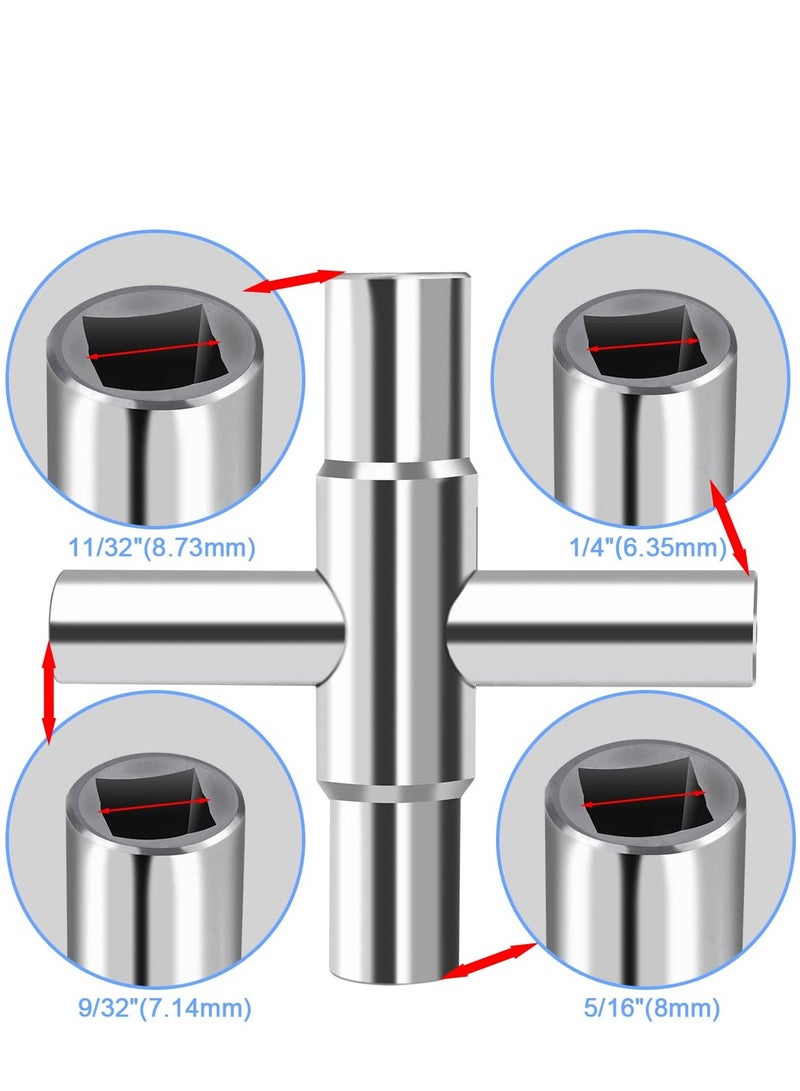 Zikra 2 Pcs Silver Water Key Steel Sillcock Wrench, 4  Way Sillcock Key Wrench, Suitable for Sillcocks Faucets Valves Spigots,1/4", 9/32", 5/16", 11/32" - Image 4