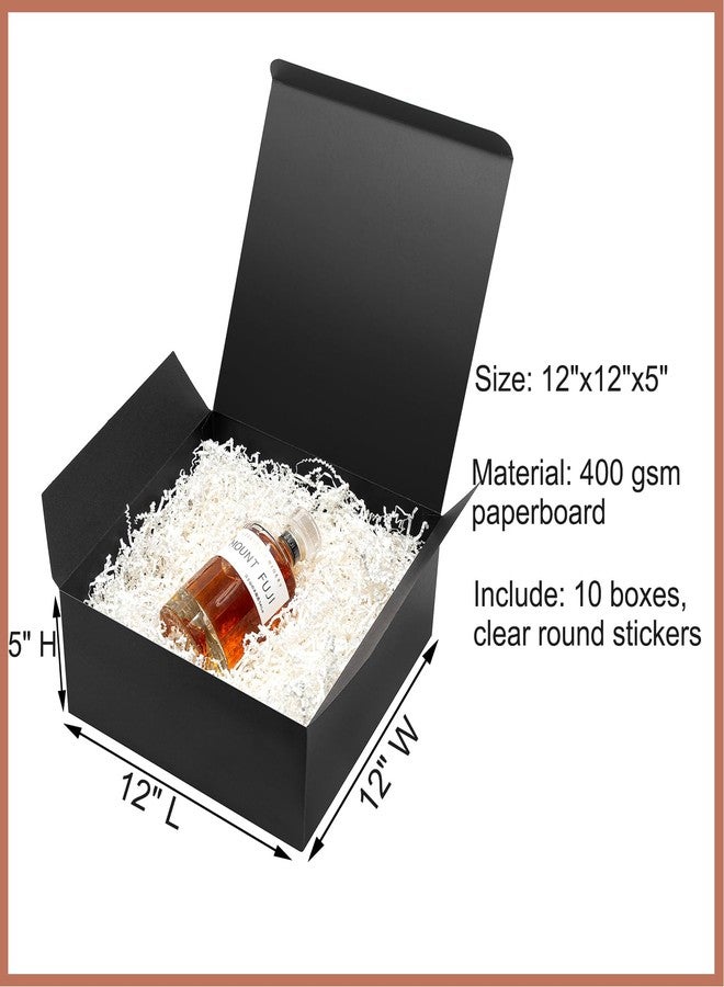 Mefleet 12x12x5 Inches Large Black Gift Boxes with Lids 10 Pack Bridesmaid Proposal Extra Deep Gift Box for Presents, Wedding, Graduation, Holiday, Christmas, Birthday Craft Presents Wrapping - Image 2