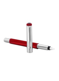 PARKER Vector Metallix Fountain Pen (Fine Nib) | Red Body Color With Quink Ink Bottle | Gifts For Employees | Ideal For Corporate Use  - Image 2