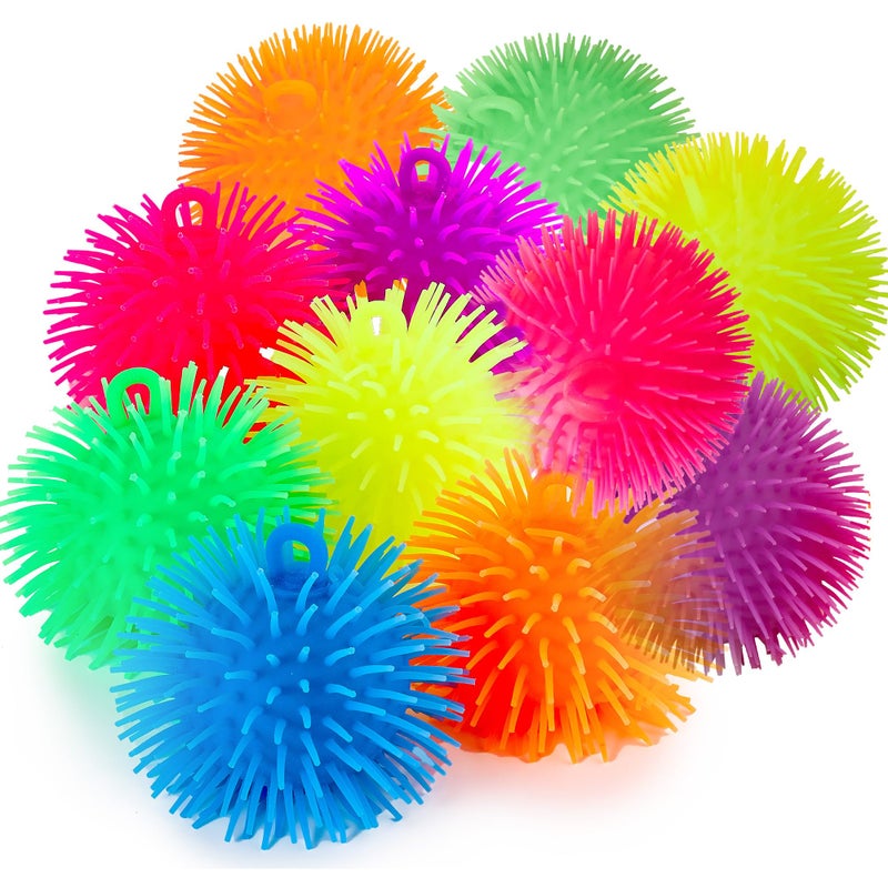 Playbees Soft Spiky Puffer Balls 12Pack 55 Inch Sensory Stress Relief Toy Assorted Colors Kids and Adults Fun Fidget Game - Image 3
