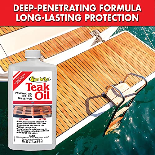 STAR BRITE Teak Oil - Long Lasting, Penetrating, Sealer & Preserver With UV Inhibitors - Marine Grade for the Harshest Weather Conditions - 1 GAL (081600) - Image 4