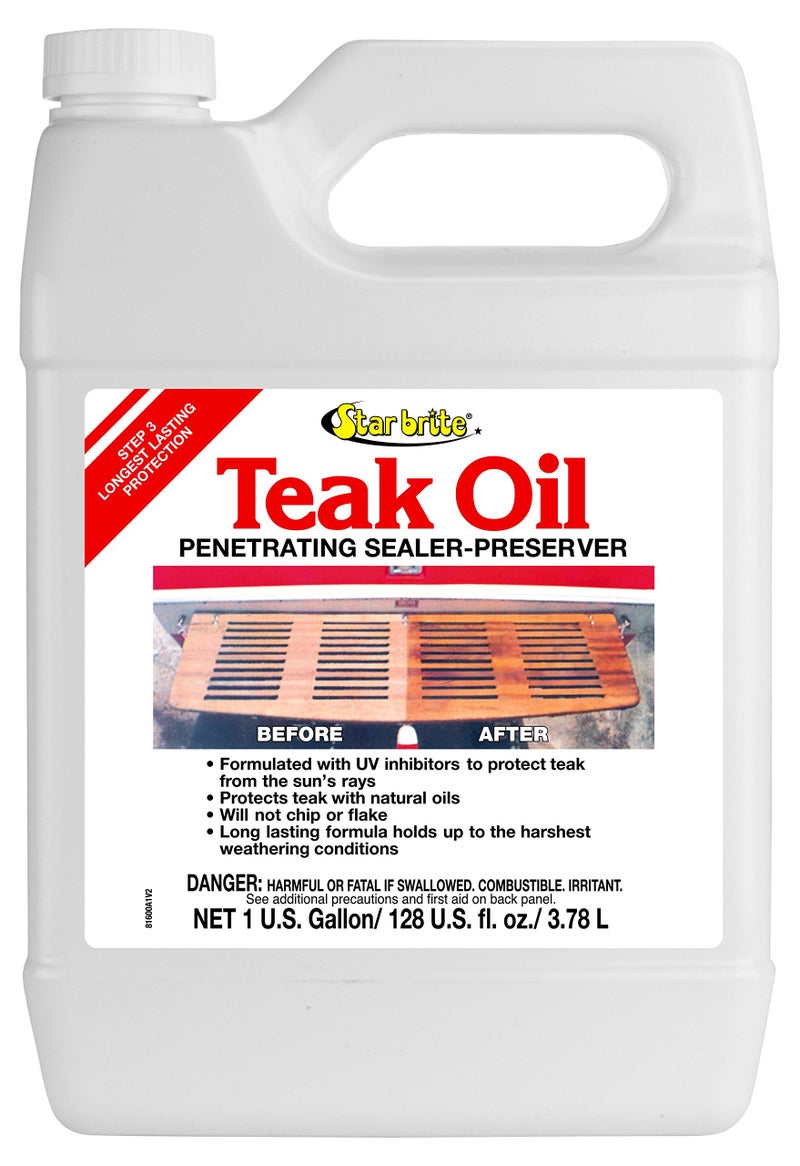 STAR BRITE Teak Oil - Long Lasting, Penetrating, Sealer & Preserver With UV Inhibitors - Marine Grade for the Harshest Weather Conditions - 1 GAL (081600) - Image 1