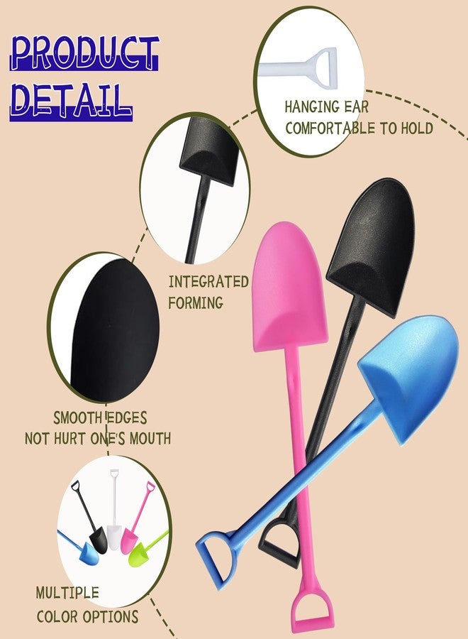 OaaXbbECco Novelty Mini Shovel Shape Spoons Cute Disposable Plastic Dessert Spoons - Image 3