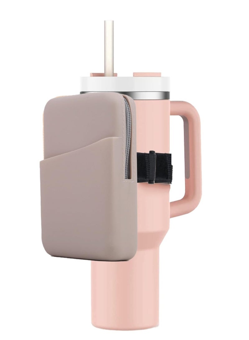 SYOSI Water Bottle Carrier Bag with Pocketfor, Silicone Design Tumbler Pouch for Phone, Card, Keys, Earphone  - Image 1
