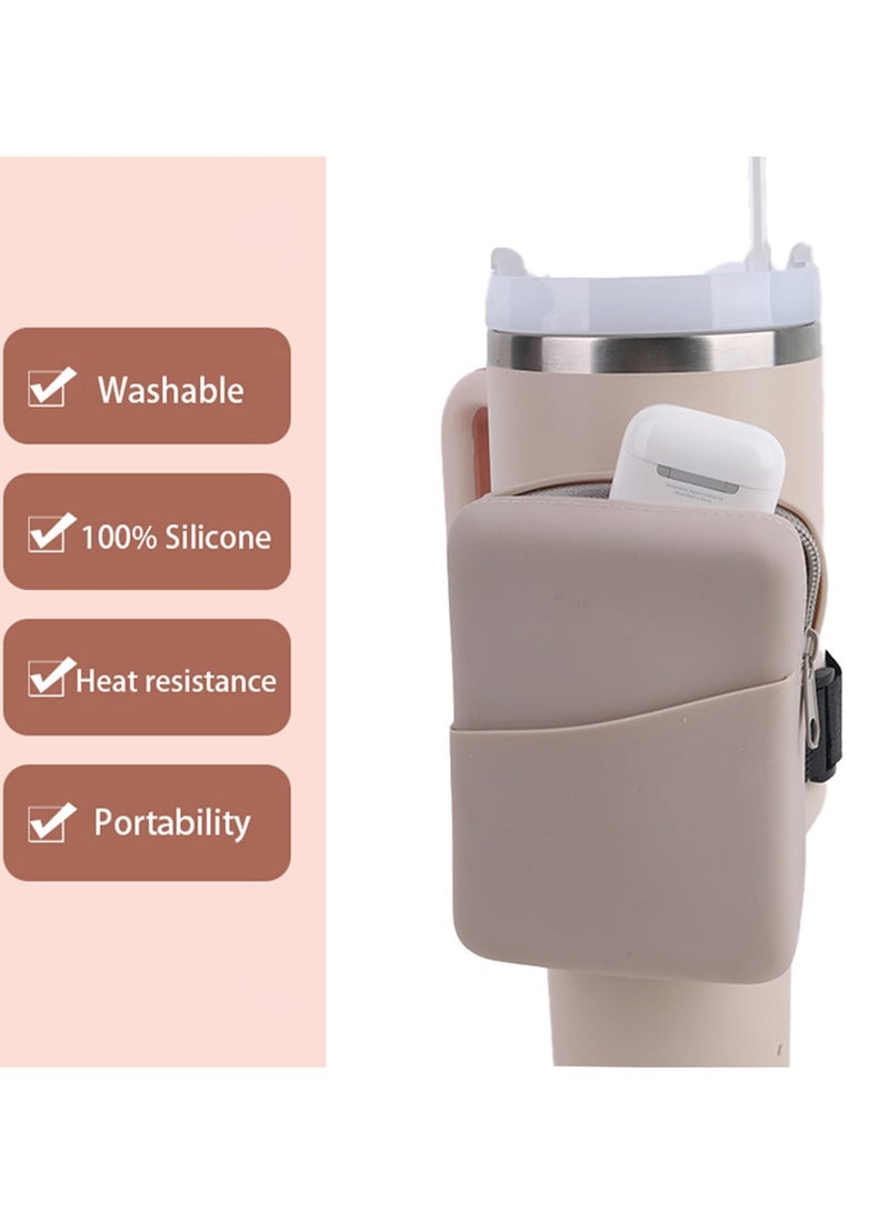 SYOSI Water Bottle Carrier Bag with Pocketfor, Silicone Design Tumbler Pouch for Phone, Card, Keys, Earphone  - Image 5