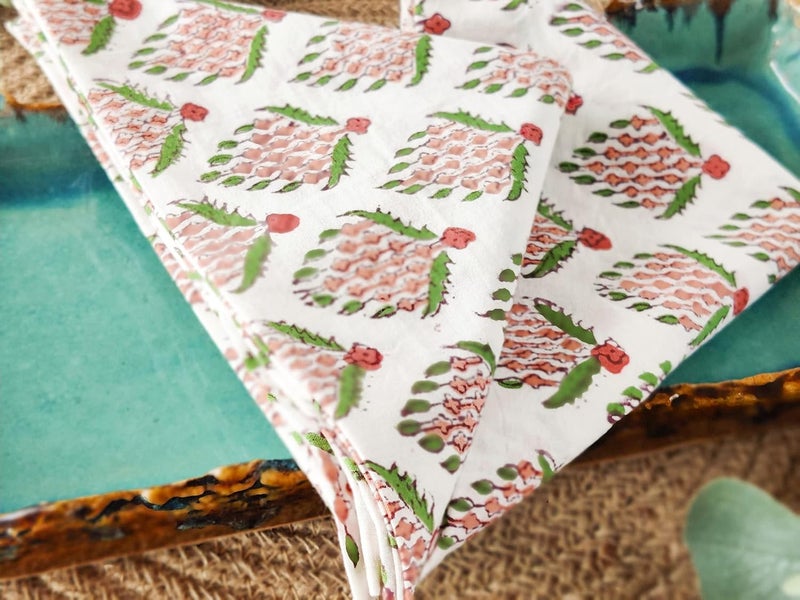 AVKA Studio Washable Cotton Print Napkins 18x18 inches  Set of 12  Everyday Use or Dinner Party and Events  Off White Indian Block Printed Fabric - Image 4