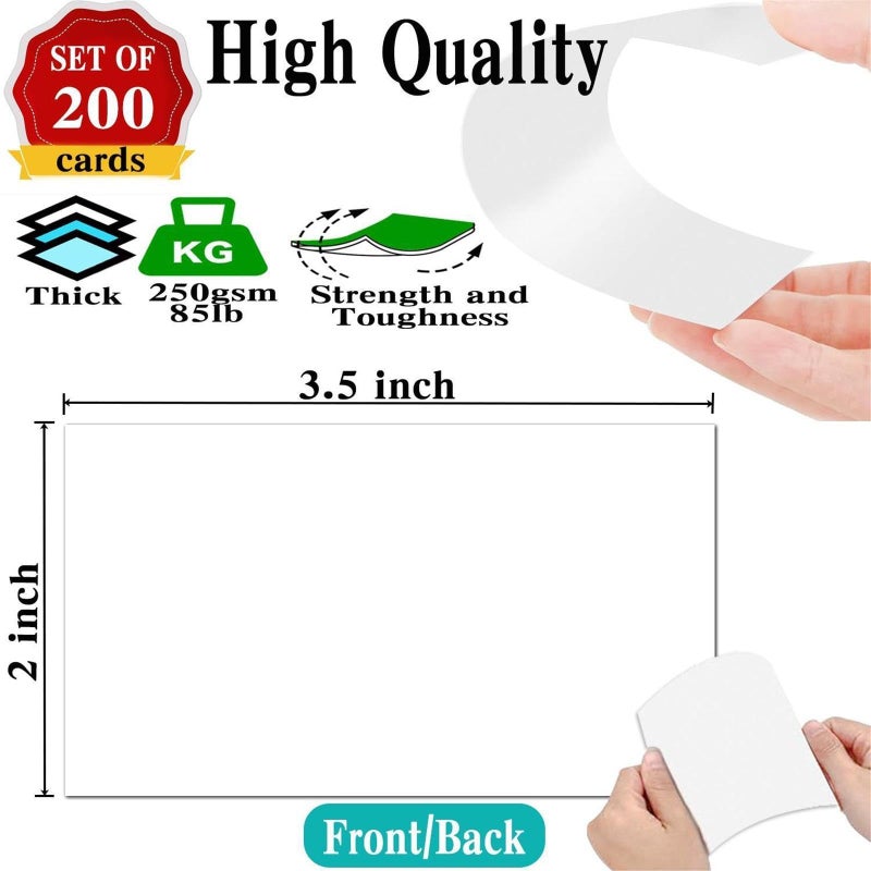 MEIOPUOYEAM 2 x 3.5 Blank White Business Cards Set of 200 - Small Plain White Cards - Create Business Cards, Thank You Packaging Insert, Gift Favor Tag, Paper Craft - Stamp, Write, Draw, DIY Card Making - Image 2