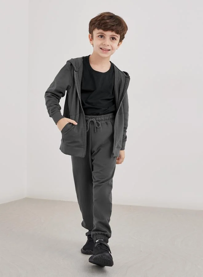 ستايلي Styli Charcoal Cotton Cuffed Joggers with Pockets