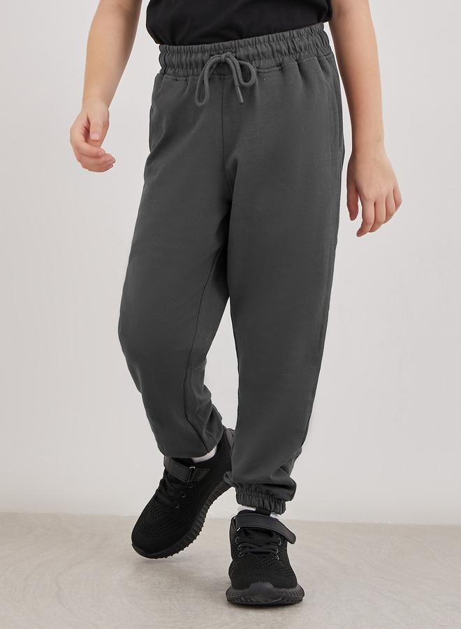 Styli Charcoal Cotton Cuffed Joggers with Pockets - Image 1