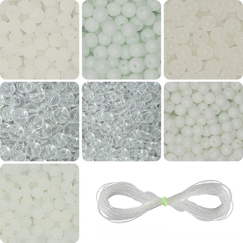 INDIKONB White Glass Pearl Moti Beads - 6mm and 8mm Sizes Assortment - Total 250 Beads - Image 5