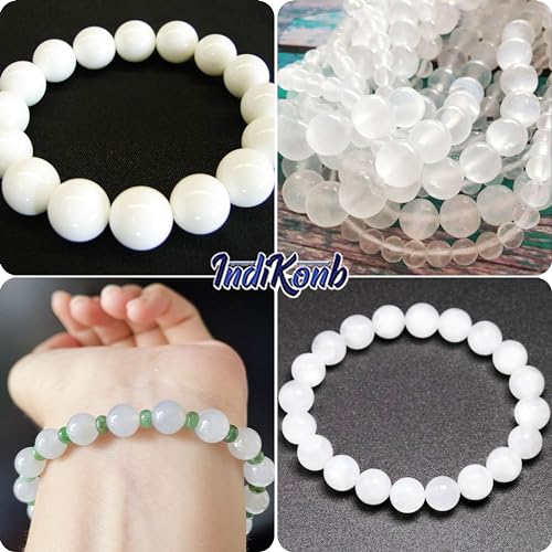 INDIKONB White Glass Pearl Moti Beads - 6mm and 8mm Sizes Assortment - Total 250 Beads - Image 3