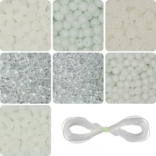 INDIKONB White Glass Pearl Moti Beads - 6mm and 8mm Sizes Assortment - Total 250 Beads - Image 1