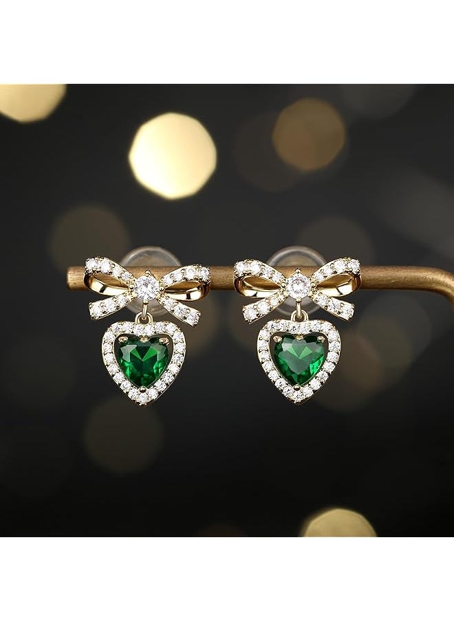 erorex - Women'S Diamond Necklace Emerald Necklace Butterfly Knot Birthstone Jewelry Set. Cubic Zirconia Green Heart Pendant Necklace Suitable For Women And Girls To Wear - Image 1