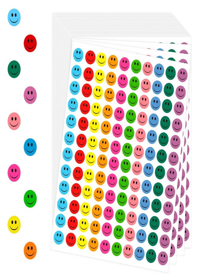 KQNBI 6000 Pieces Smiley Face Stickers, Small Happy Face Stickers, Round Happy Face Decals Colorful Mini Incentive Reward Stickers for Kids, Behavior Chart Sticker for Students Teachers Classroom Supplies - Image 1